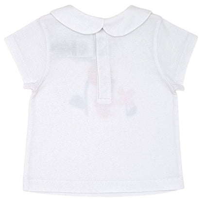 T-shirt bébé blanc col Claudine Jacadi, vue de dos, fille 18 mois
