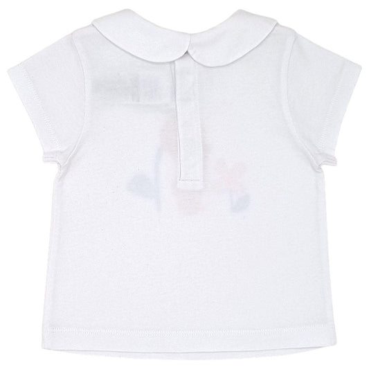 T-shirt bébé blanc col Claudine Jacadi, vue de dos, fille 18 mois