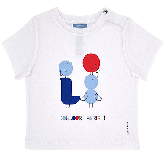 T-shirt bébé garçon Jacadi, blanc en coton, taille 24 mois, seconde main haut de gamme, vue de face
