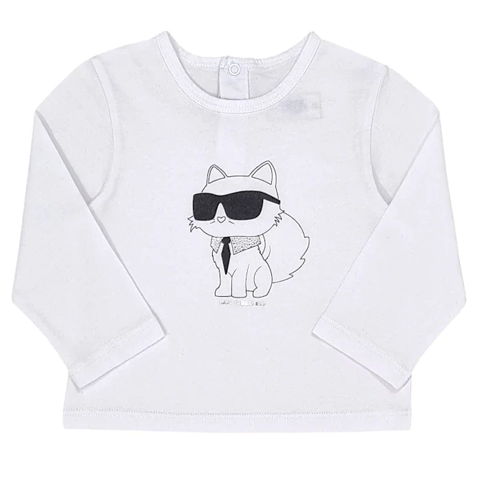 T-shirt bébé mixte blanc Ikon Choupette, taille 12 mois, marque Karl Lagerfeld - seconde main luxe
