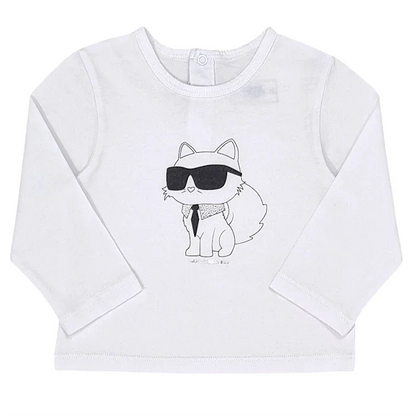 T-shirt bébé mixte blanc Ikon Choupette, taille 12 mois, marque Karl Lagerfeld - seconde main luxe