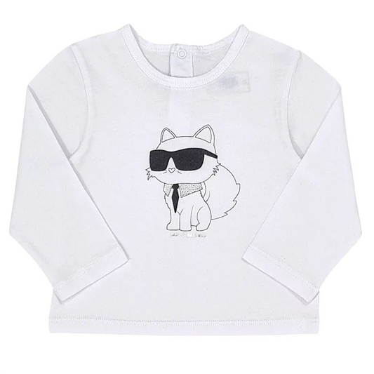 T-shirt bébé mixte blanc Ikon Choupette, taille 12 mois, marque Karl Lagerfeld - seconde main luxe