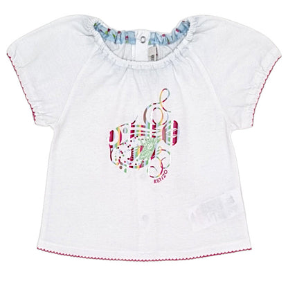 T-shirt bébé fille Kenzo Kids, blanc en coton, taille 12 mois, seconde main luxe, vue de face