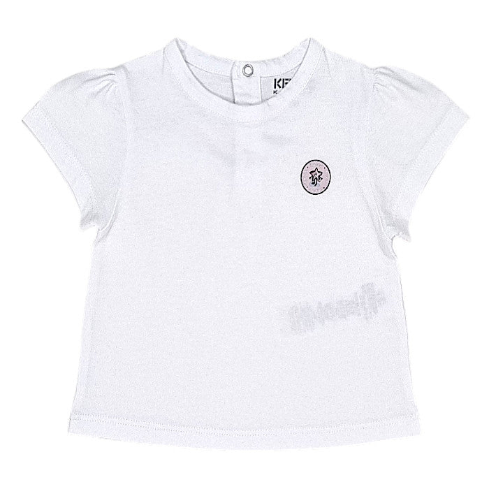 T-shirt bébé fille Kenzo Kids, blanc en coton, taille 9 mois, seconde main luxe, vue de face