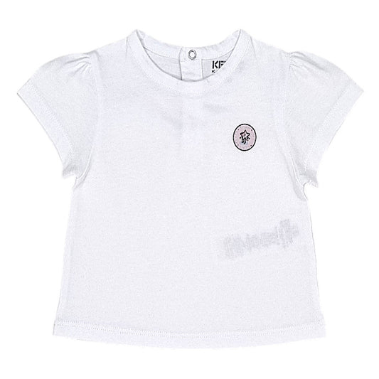 T-shirt bébé fille Kenzo Kids, blanc en coton, taille 9 mois, seconde main luxe, vue de face