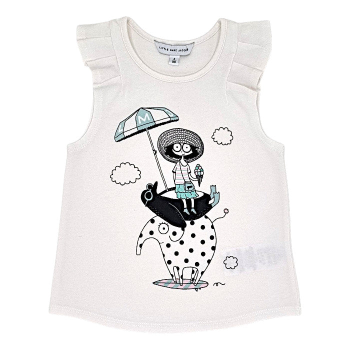 T-shirt bébé fille Marc Jacobs, écru volanté, taille 24 mois, seconde main luxe, vue de face