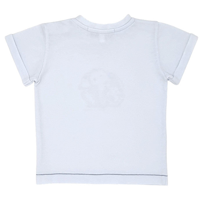 T-shirt bébé bleu ciel imprimé Augustin le lapin Tartine et Chocolat, vue de dos, garçon 12 mois