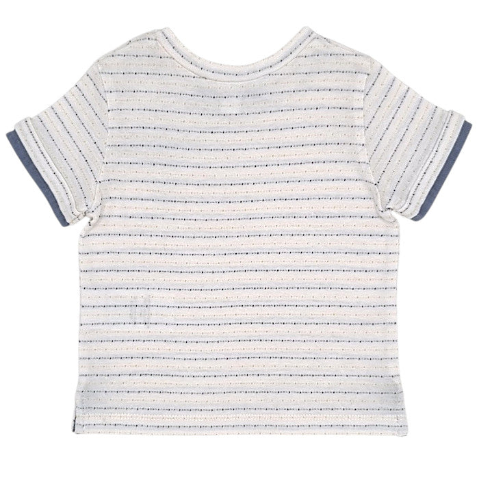 T-shirt bébé écru à rayures fines Tartine et Chocolat, vue de dos, garçon 6 mois