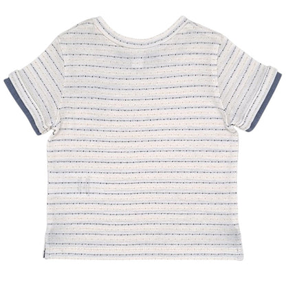 T-shirt bébé écru à rayures fines Tartine et Chocolat, vue de dos, garçon 6 mois
