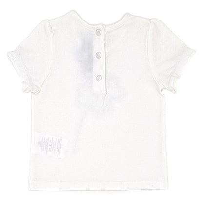 T-shirt bébé écru motif trèfle Tartine et Chocolat, vue de dos, fille 6 mois