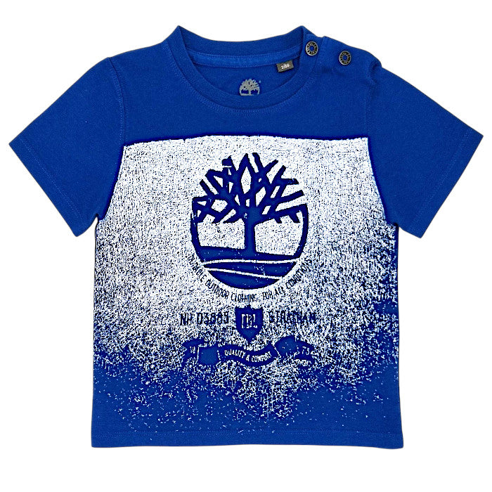 T-shirt bébé garçon Timberland, bleu manches courtes, taille 24 mois, seconde main premium, vue de face