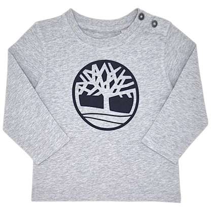 T-shirt bébé garçon Timberland, gris chiné logo imprimé, taille 24 mois, seconde main premium, vue de face