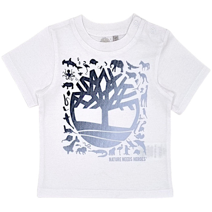 T-shirt bébé garçon Timberland Kids, blanc manches courtes, taille 9 mois, seconde main premium, vue de face