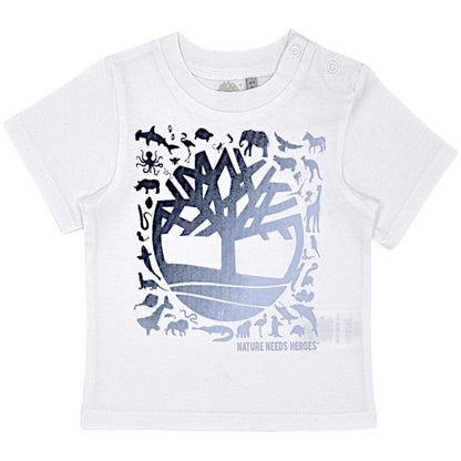 T-shirt bébé garçon Timberland Kids, blanc manches courtes, taille 9 mois, seconde main premium, vue de face