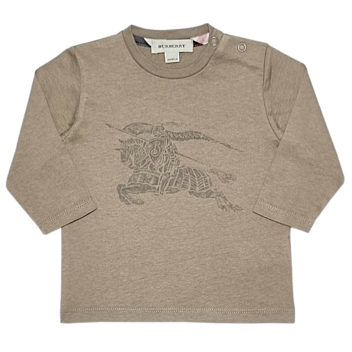 T-shirt bébé garçon Burberry luxe d'occasion 6 mois marron illustration cavalier manches longues