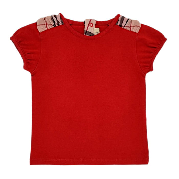 T-shirt Burberry bébé fille 9 mois rouge motif check - Vêtement luxe d'occasion