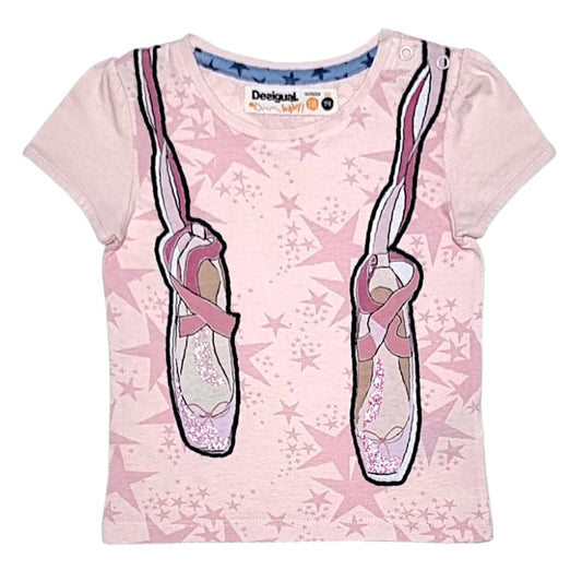 T-shirt bébé fille 12 mois Desigual seconde main rose illustration danse