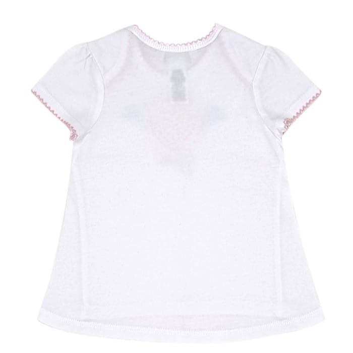 Tee-shirt blanc coeur manches courtes, Guess, bébé fille 6-9 mois, vue de dos, vêtement seconde main de marque à petit prix