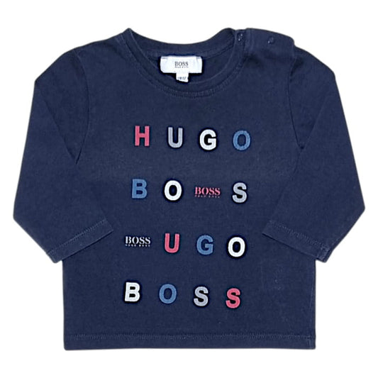 T-shirt Hugo Boss bébé garçon 6 mois d'occasion bleu à manches longues signature