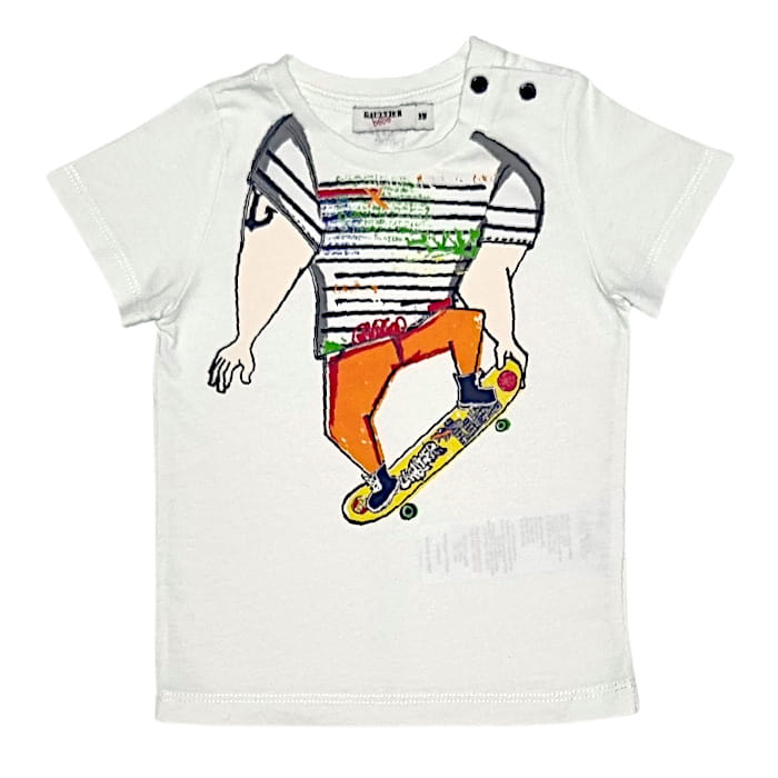 T-shirt Gaultier bébé garçon 9 mois d'occasion écru illustration skater