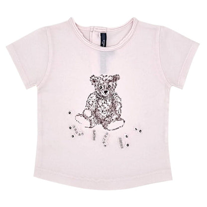 Tee-shirt rose manches courtes, Lili Gaufrette, fille 12 mois, vue de face, vêtement d'occasion pour bébé en excellent état