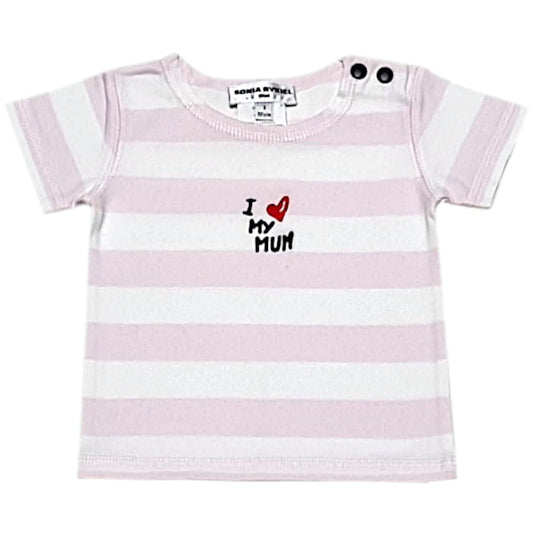 T-shirt fille 3 mois rose à message brodé - Vêtement bébé occasion Sonia Rykiel