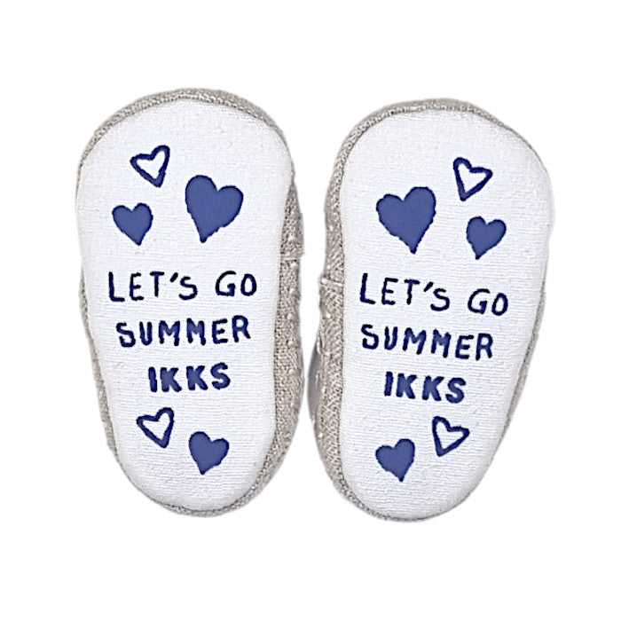 Tennis IKKS bébé fille 15/16, écru/bleu, semelles avec message