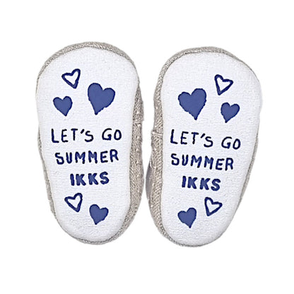 Tennis IKKS bébé fille 15/16, écru/bleu, semelles avec message