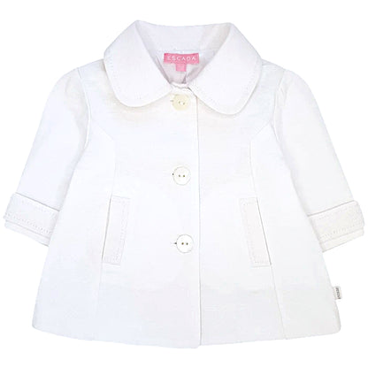Veste bébé fille blanc en coton et lin, taille 1 mois, marque Escada - seconde main luxe