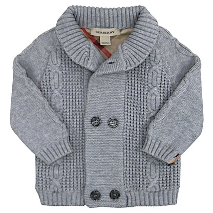 Veste bébé garçon gris en tricot, taille 12 mois, marque Burberry - seconde main luxe