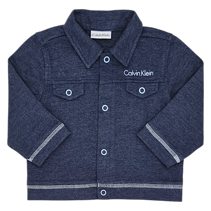 Veste bébé garçon Calvin Klein, bleu col classique, taille 6-9 mois, seconde main premium, vue de face