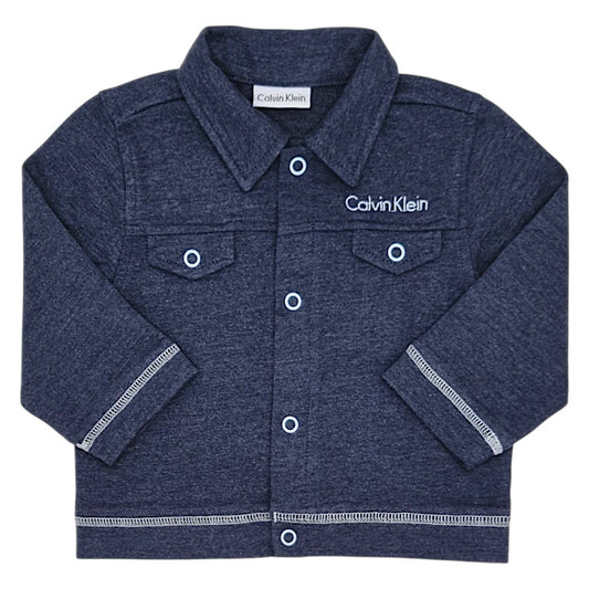 Veste bébé garçon Calvin Klein, bleu col classique, taille 6-9 mois, seconde main premium, vue de face