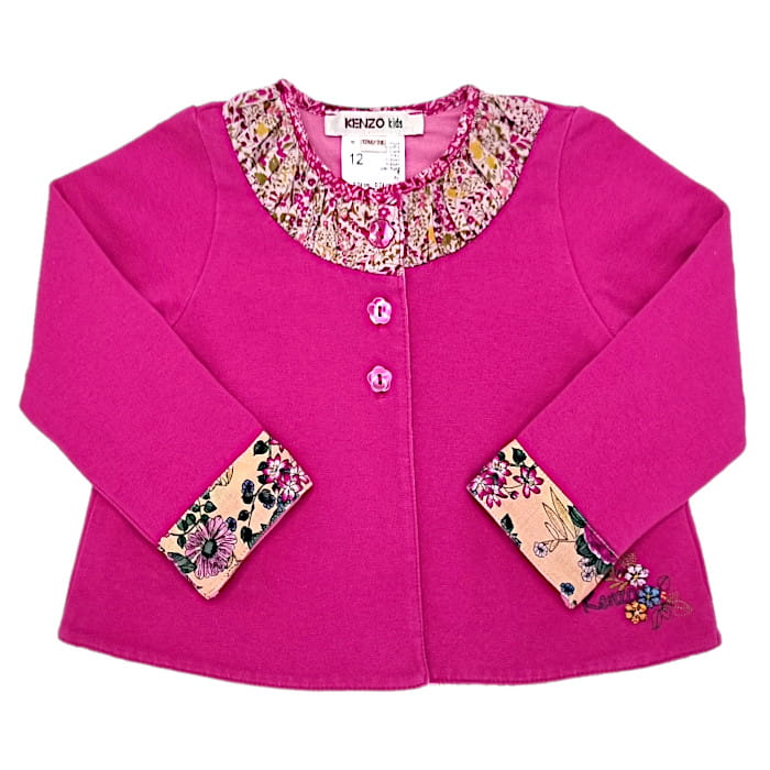 Veste rose réversible, Kenzo, pour bébé fille 12 mois, vue de face, vêtement de marque luxe de seconde main