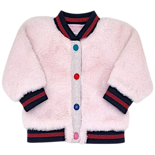 Veste bébé fille Marc Jacobs, rose en fausse fourrure, taille 6 mois, seconde main luxe, vue de face