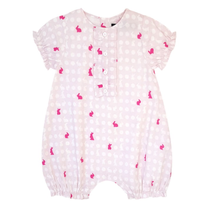 Vêtement bébé neuf avec étiquette - Barboteuse fille 12 mois marque LILI GAUFRETTE rose motif lapins