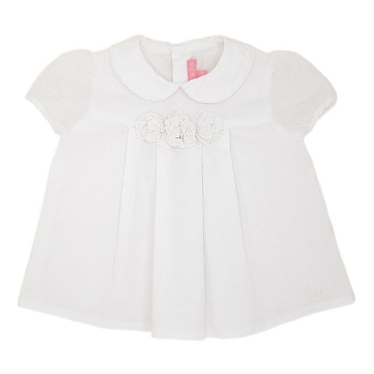 Vêtement bebe marque de luxe d'occasion ESCADA blouse bebe fille 18 mois blanche à fleurs
