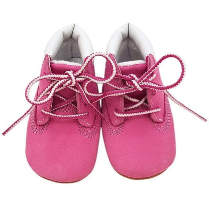 Chaussons naissance fille bébé 0-3 mois marque TIMBERLAND boots rose à lacets