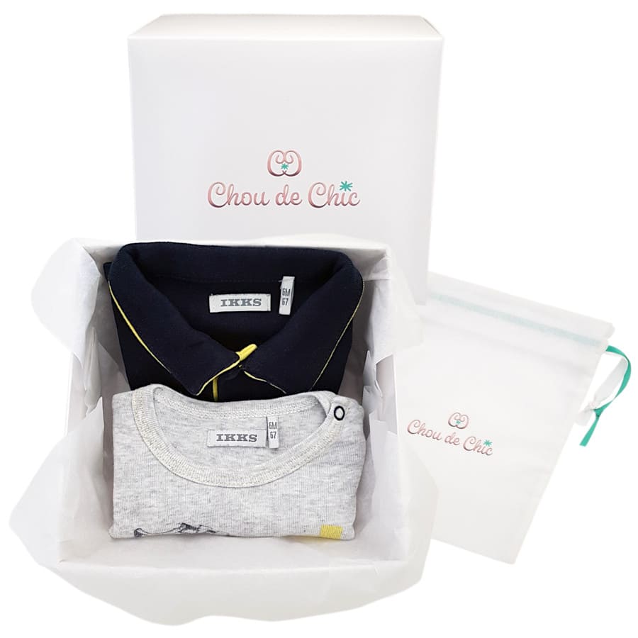 Cadeau pour bébé - état excellent - Coffret de naissance bebe garçon 2 bodies IKKS bebe garçon 6 mois