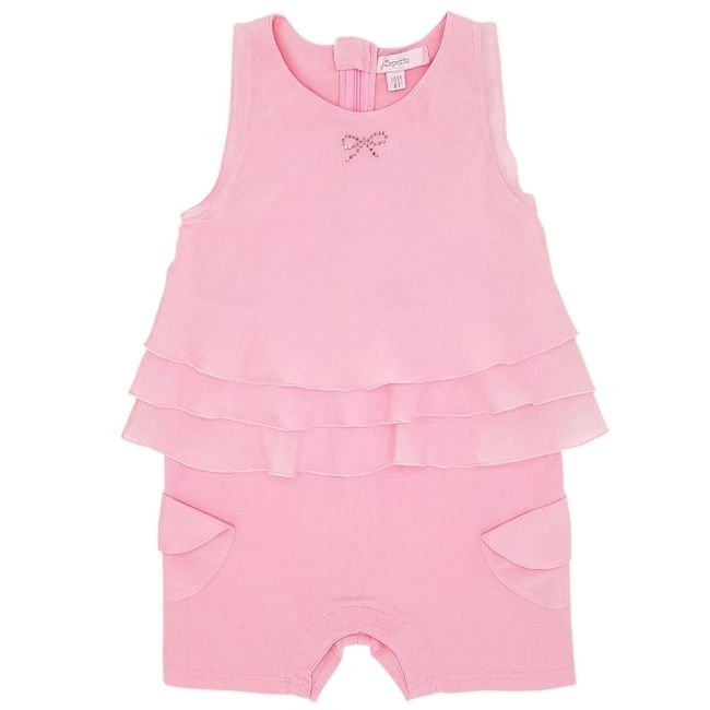 Marque de vêtements bébé mode REPETTO d'occasion - Combinaison bébé fille 18 mois rose avec noeud en strass