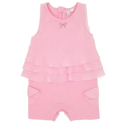 Marque de vêtements bébé mode REPETTO d'occasion - Combinaison bébé fille 18 mois rose avec noeud en strass