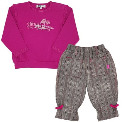 Mode bébé USA DKNY d'occasion - Ensemble bébé fille 12 mois tee-shirt et pantalon