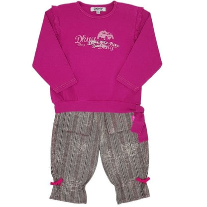 Ensemble bébé fille 12 mois DKNY tee-shirt rose et pantalon