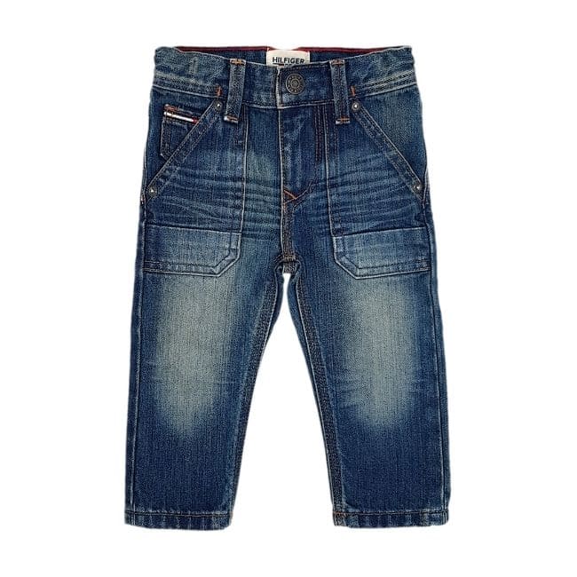 Vêtement bébé garçon d'occasion - Jean TOMMY HILFIGER 9-12 mois bleu usé