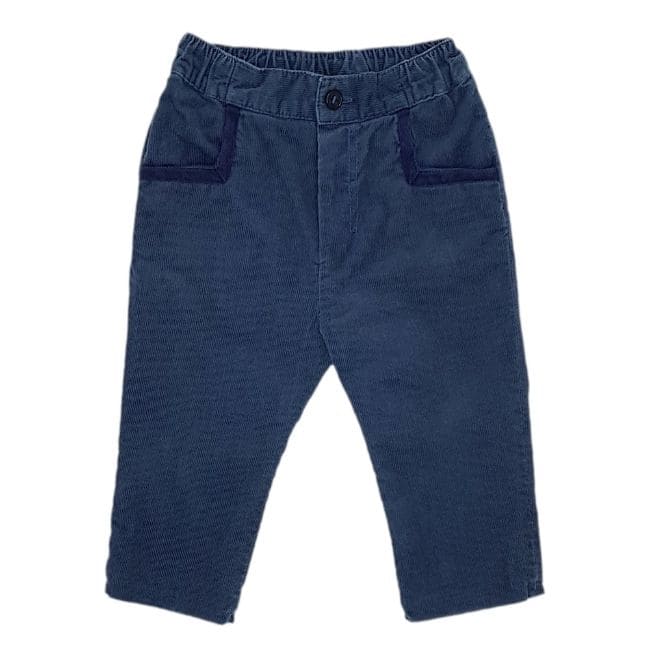 Mode bébé garçon luxe d'occasion - Pantalon BABY DIOR 6 mois en velours bleu pétrole