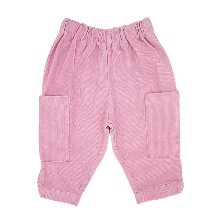 Vêtement bébé neuf avec étiquette - BLEU COMME GRIS Pantalon fille 6 mois rose en velours côtelé