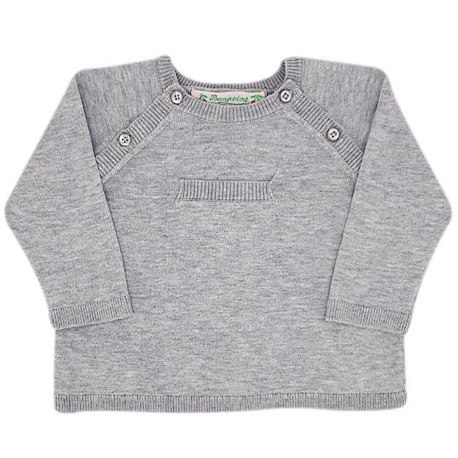 Vêtement BONPOINT bébé mixte d'occasion - Pull gris à fine maille 1 mois