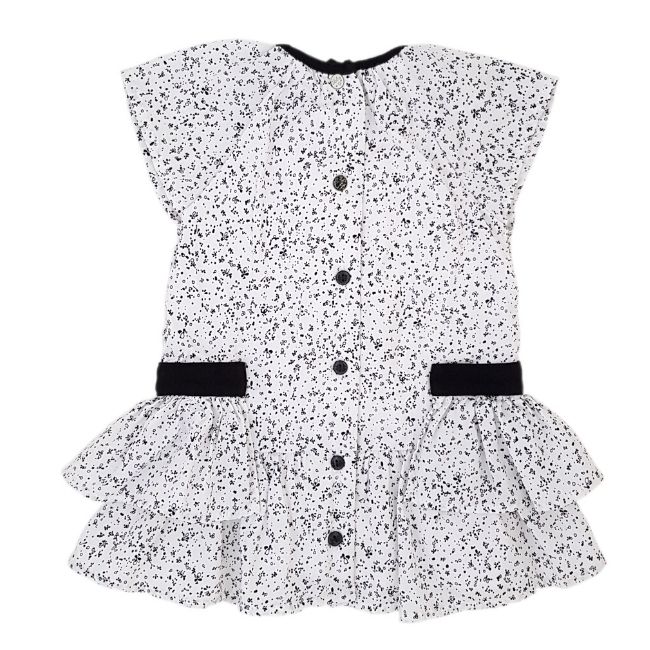 Robe blanche imprim noir IKKS seconde main B b Fille 3 mois