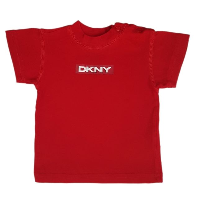 Vêtement bébé d'occasion - Tee-shirt bebe garçon DKNY baby rouge 3 mois - Marque bebe americaine