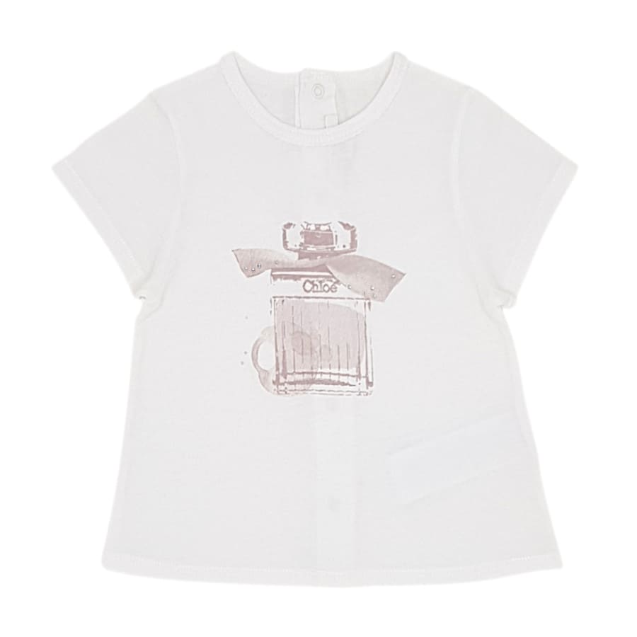 Vêtement bébé fille luxe d'occasion CHLOÉ Tee-shirt 9 mois blanc cassé