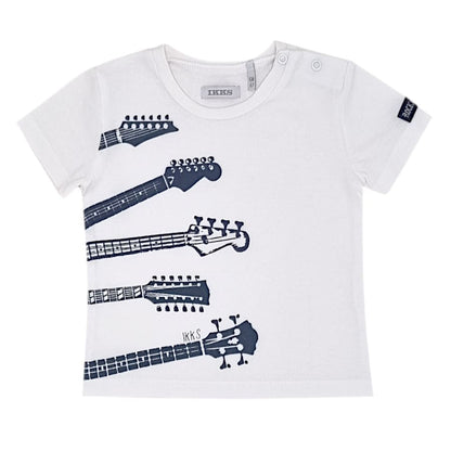 Tee-shirt bébé garçon 6 mois d'occasion blanc motif guitares marque IKKS